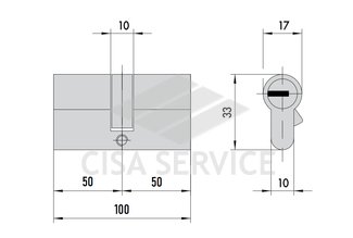 OA310.23.0.00.C5 Cisa ASTRAL цилиндр 100 (50x50) кл/кл (латунь)