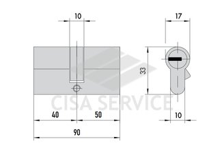 OL3S1.21.0.66.C5 Cisa RS3 S цилиндр 90 (40x50) кл/кл (латунь)