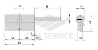 OA3S7.90.0.12.C5 Cisa ASTRAL S цилиндр 80 (50x30) кл/дл.шток (никель)