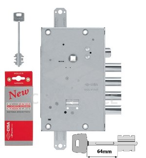 57665 Cisa Замок врезной сувальдный 57.665.48 NEW CAMBIO FACILE (тех. упаковка), ключ 64 мм