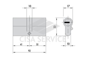 EVVA EPS Цилиндровый механизм 92мм (41х51) ключ/ключ, никель