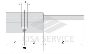 EVVA 3KS Цилиндровый механизм 112мм (81х31) ключ/длинный шток, никель