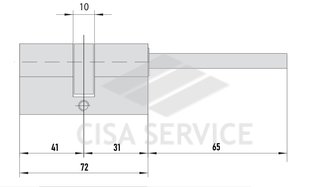 EVVA 3KS Цилиндровый механизм 72мм (41х31) ключ/длинный шток, никель