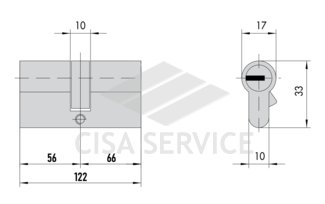 3101DCS56661X5 evoК1 Securemme Цилиндровый механизм с перекод. 122мм(56х66) ключ/ключ, никель