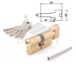 ABUS KD6MM Z35/K45 KD W/5 LONG KEY цилиндровый механизм 80мм(35х45) ключ/вертушка (латунь)