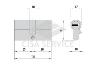 OA3M1.07.0.12.CL Cisa Astral S MODULO цилиндр усиленный 115 (55x60) ключ/ключ (никель), 3 ключа