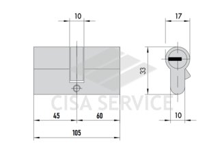 OA3M1.07.0.12.CL Cisa Astral S MODULO цилиндр усиленный 105 (45x60) ключ/ключ (никель), 3 ключа