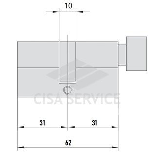 EVVA ICS Цилиндровый механизм 62мм (31х31) ключ/вертушка, латунь