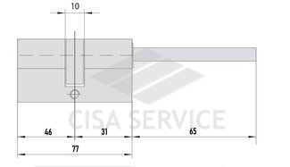 EVVA ICS Цилиндровый механизм 77мм (46х31) ключ/дл.шток, латунь